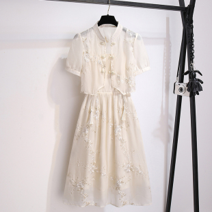 开衫 新中式 女2025夏新款 漂亮套装 吊带连衣裙两件套 国风今年流行