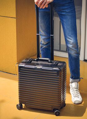 18寸行李箱多功能小型登机箱包商务铝框拉杆箱男女密码17旅行硬箱