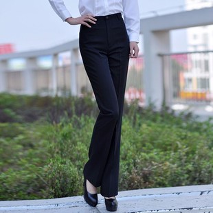 女春秋直筒西装 蓝色裤 裤 职业正装 加肥加大码 200斤胖mm弹力西裤