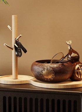 中式聚宝盆葫芦摆件招财聚财钥匙收纳客厅入户玄关装饰品乔迁礼品