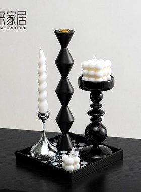 中古风轻奢烛台香薰摆件高级感餐桌托盘蜡烛组合洗手间法式装饰品