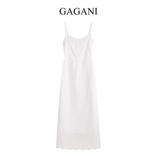 蕾丝吊带连衣裙女夏2025新款 初恋小白裙 重工钩花镂空刺绣气质法式