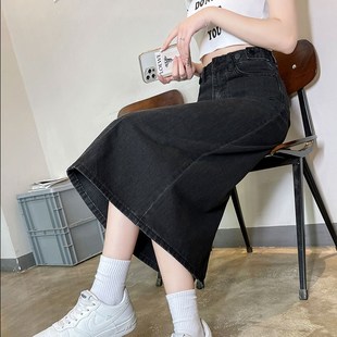 窄版 加长裤 薄款 休闲裤 半身裙 子女高个子175高腰牛仔裙女2025新款