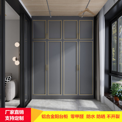 定制铝合金阳台落地储物柜多功能收纳柜壁柜太空铝衣柜防水防晒