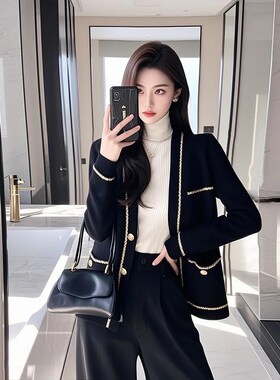 今年爆款黑色针织毛衣开衫女2025早春新款超好看韩系百搭针织外套