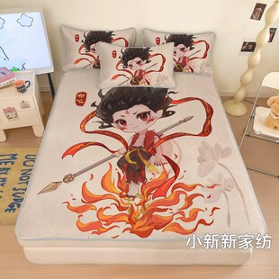 卡通哪吒冰丝席儿童透气凉席印花冰凉席凉而不冰可水洗席子空调席