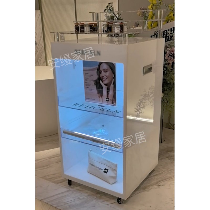 高端美容院推车亚克力透明工具车仪器底座置物架子轻奢款私人定制