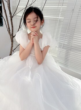 儿童礼服女童发光生日公主裙夏季小女孩主持人花童婚礼钢琴演出服