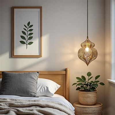 黄铜镂空复古美式法式中古飘窗床头灯吊灯玄关过道高级氛围感装饰