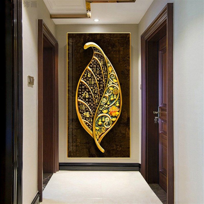 家大业大新中式家庭烤瓷玻璃带框成品玄关装饰画挂画艺术画定制画