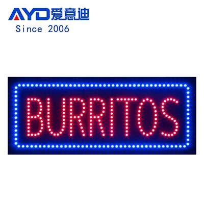 外贸定 制LED BURRITOS 33x81cm LED 发光广告牌LED标识招牌灯箱