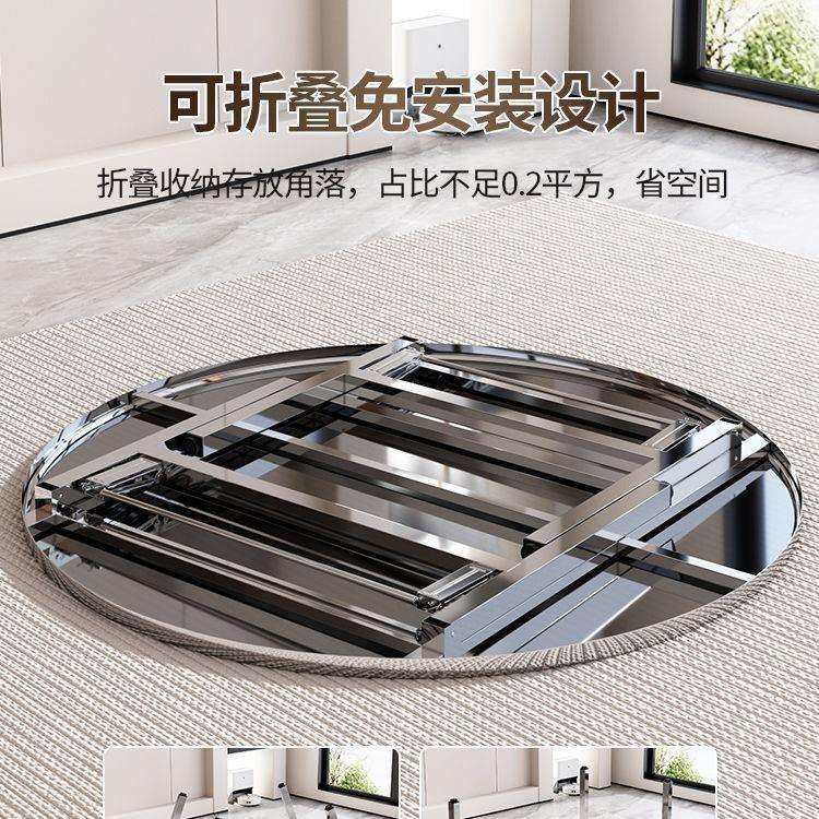 不锈钢桌子特厚可折叠圆桌摆摊烧烤吃饭家用大排挡不锈钢桌子圆形