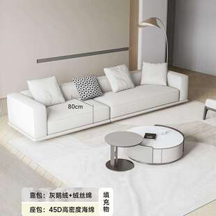 地平线沙发意式直排高端棉麻沙发布艺豆腐块客厅佛山家具设计师