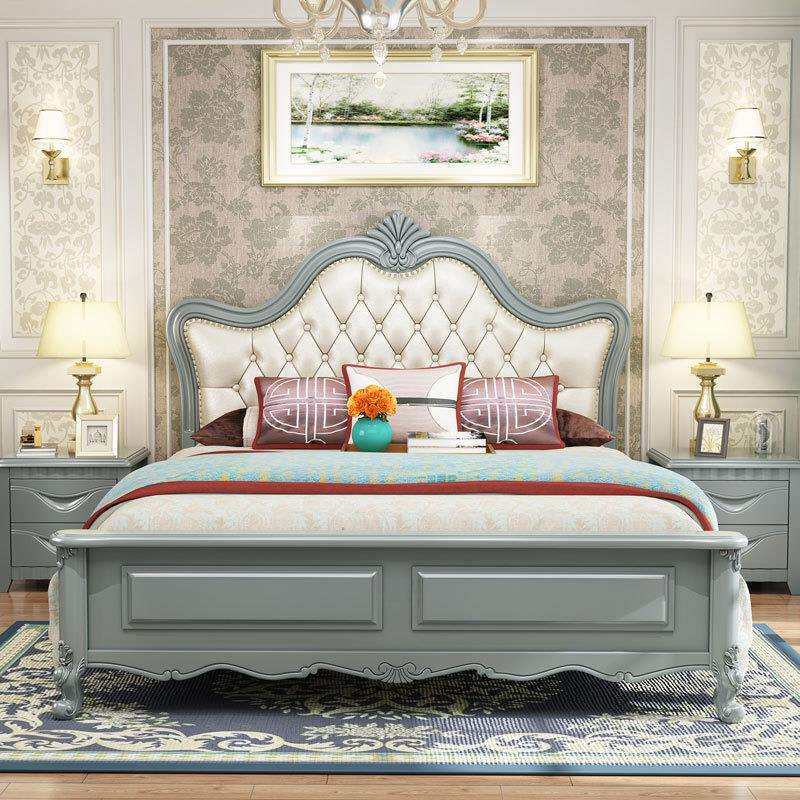 实木欧式白色1.5床1.8米美式双人主卧床高箱简欧公主床