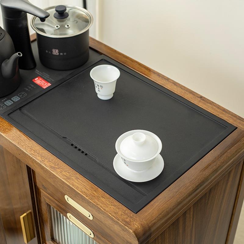 移动胡桃木茶水柜家用小型实木泡茶水台茶边柜边几烧水壶一体侧柜