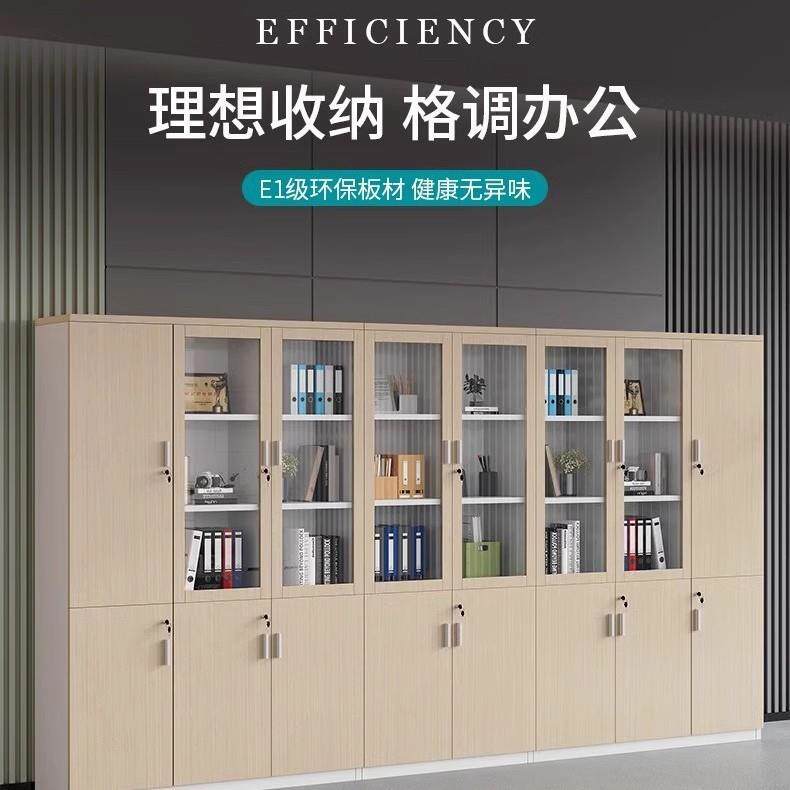 现代简约木质办公柜子文件柜可视化带锁办公室档案资料储物柜书柜
