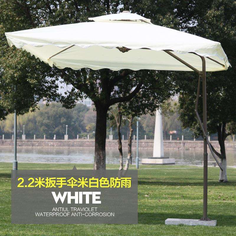 庭院遮阳伞别墅岗亭伞手扳侧边伞双顶超强防大雨可广告