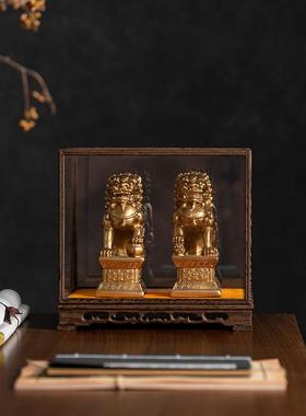 新中式创意宫门狮摆件样板间展厅玄关茶室书房桌面样板间装饰品