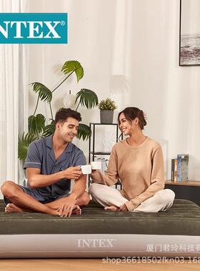 INTEX 64108 绿色双人植绒线拉空气床 双人床 家用充气床 便携