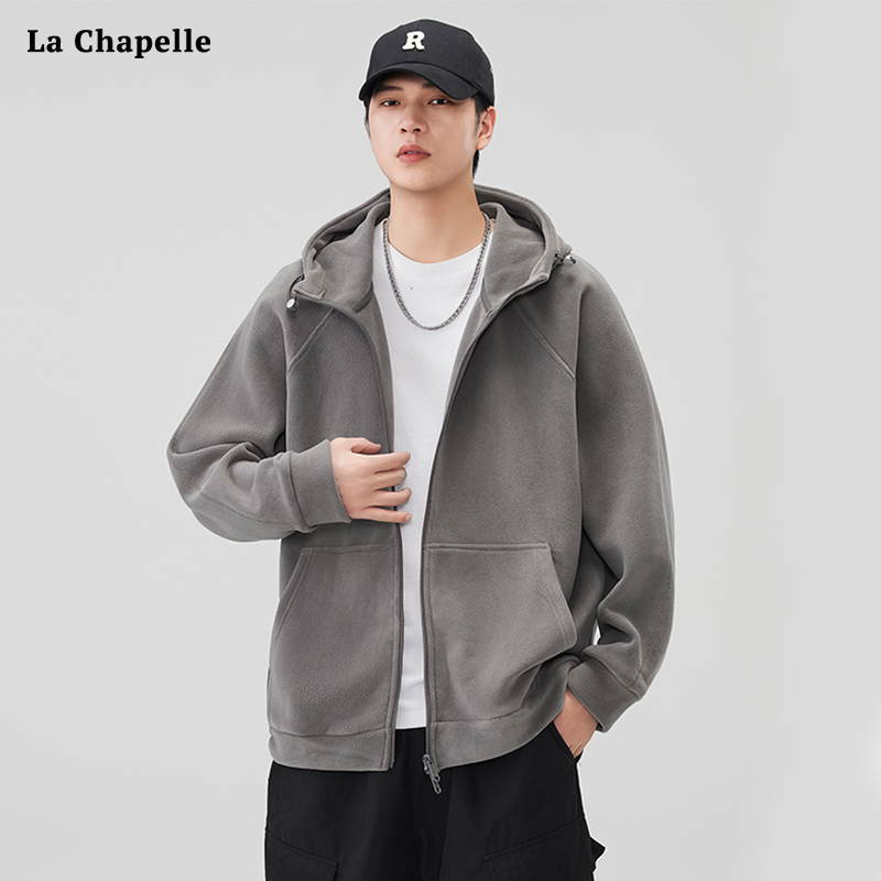 美式重磅摇粒绒连帽开衫卫衣男款