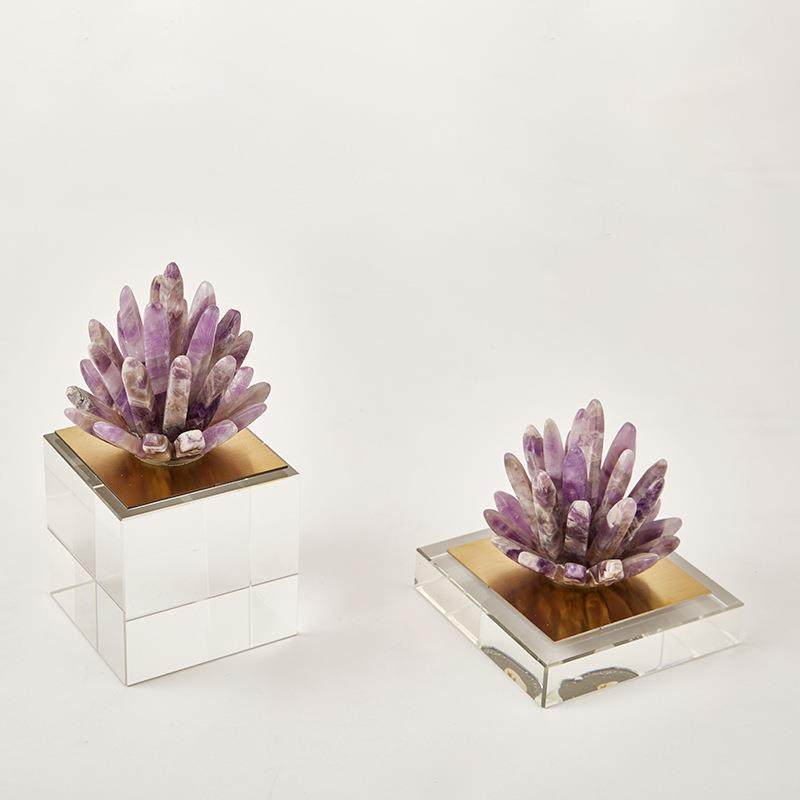 北欧轻奢紫水晶摆件客厅创意玄关酒柜电视柜样板间书房家居装饰品