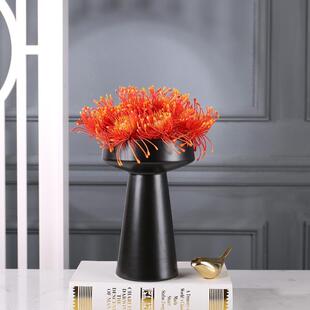 新中式风轮花样板房售楼处洽谈桌前台桌面餐厅陶瓷摆件玄关软装