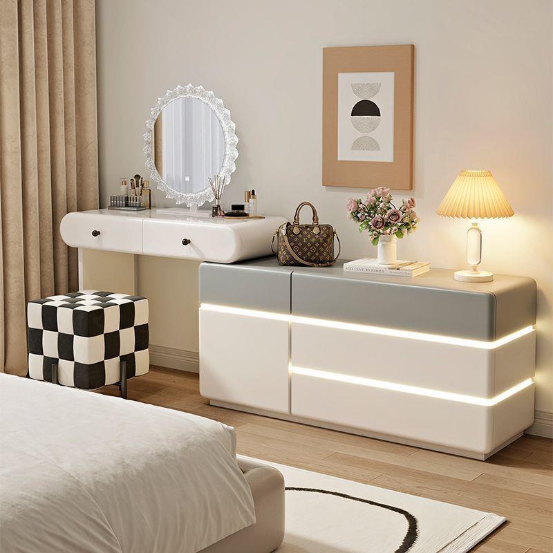 奶油风2025新款卧室梳妆台家用简易斗柜一体轻奢梳妆台化妆桌