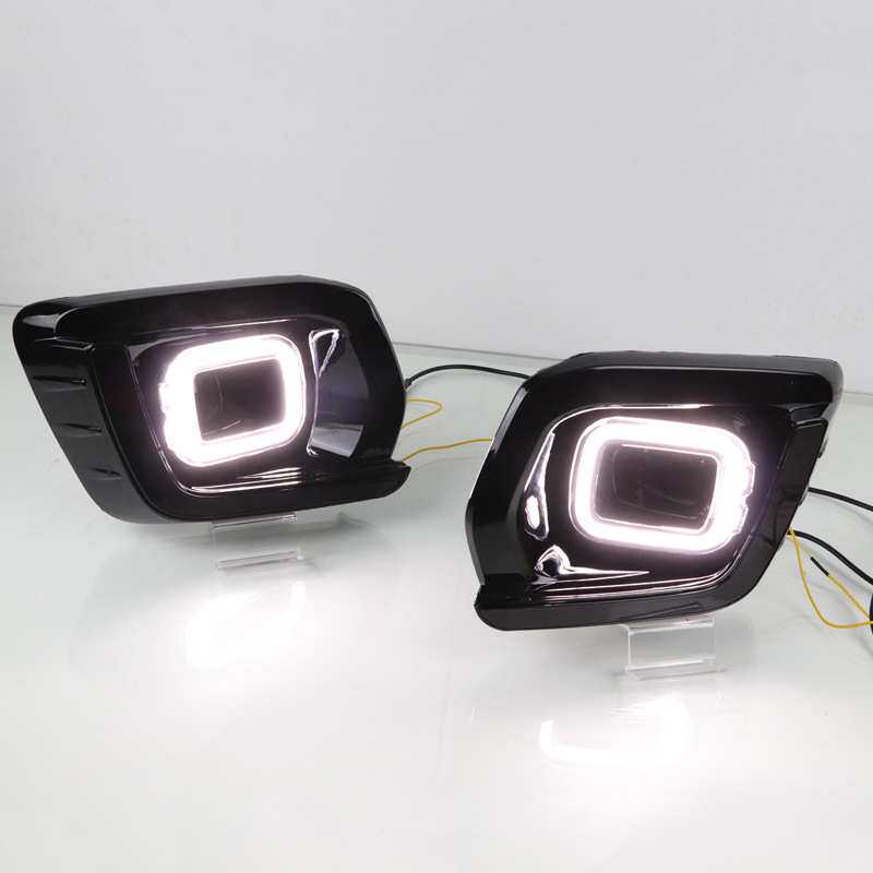 适用19年福特ranger双色中间亮带黑框高配版LED日行灯转向灯