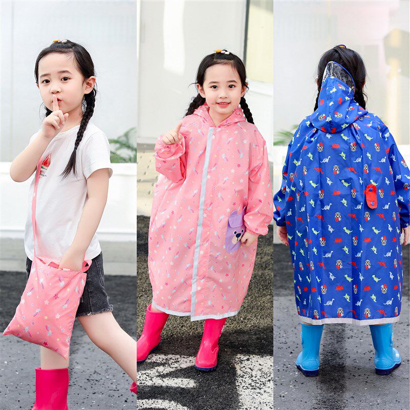韩国单轻薄透气儿童雨衣防暴雨服男女幼儿园防水雨披小学生书包位