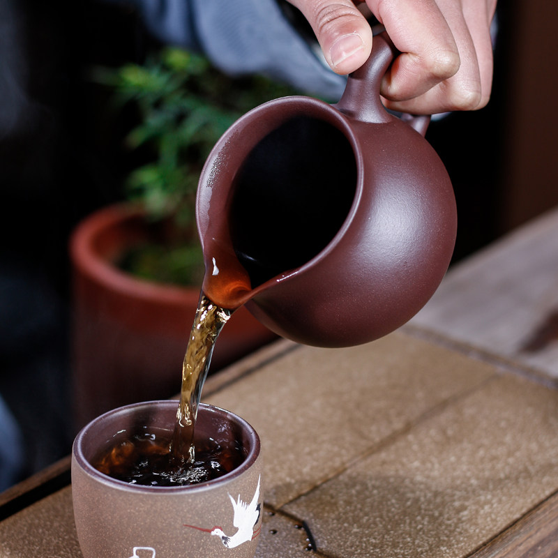 []宜兴紫砂壶配件功夫茶杯原矿紫泥茶具手工大号公道杯奶杯子