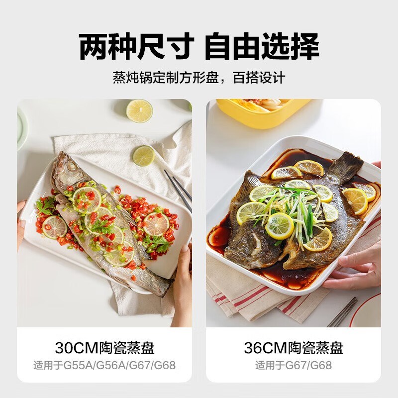 蒸炖锅陶瓷蒸盘适配G55A/G56A/G67/G68纯色平替蒸碗原装配件