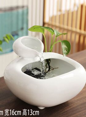 陶瓷流水小摆件家装饰品玄关办公室客厅桌面喷泉工艺品创意水景