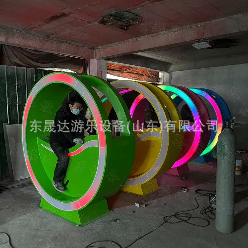 不锈钢发光互动单车 景区广场社区亲子互动七彩发光喷泉单车设备