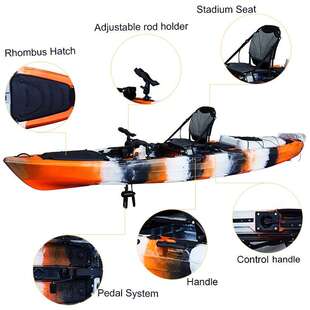 脚踏皮划艇2023年新款船脚踩塑料双人独木齿轮专业螺旋单人