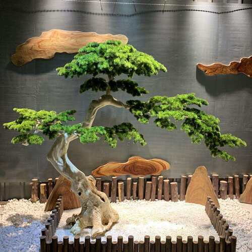 仿真松树迎客松树大型罗汉松美人松盆景摆件酒店展厅装饰造景假树