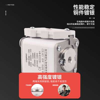 RS306快速熔断器CBMG充电桩储能熔断器RSM(RS4/170M)DC1500V/200A