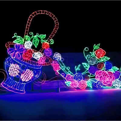 景区公园小道装饰3D花蓝茶具滴胶仿生植物花朵造型灯