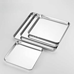 304不锈钢盘子正方形蒸饭盘烧烤盘商用家用铁盘餐盘菜盘托盘