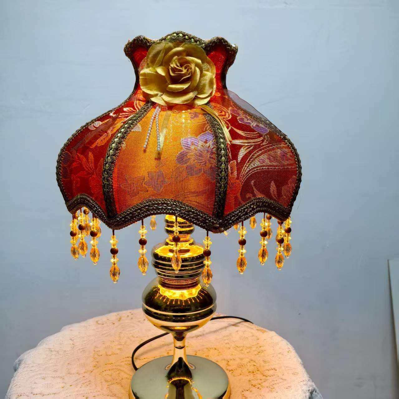 波西米亚优雅的手工咖啡色灯罩，用于台灯或落地灯的替换灯罩、适