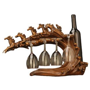 家用倒挂高脚杯红酒酒架创意家居摆件杯架架子树脂工艺品马头