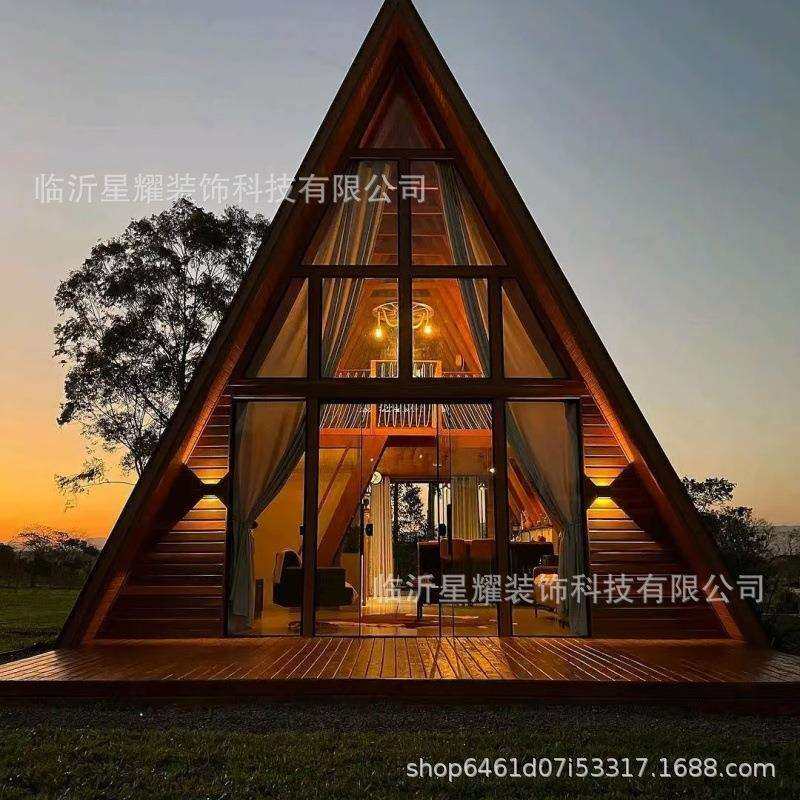 户外小木屋三角木屋别墅民宿防腐木木屋可移动旅游景区小木屋