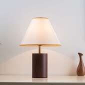 卧室床头台灯日式 简约创意复古木纹温馨布艺少女LED台灯 风格