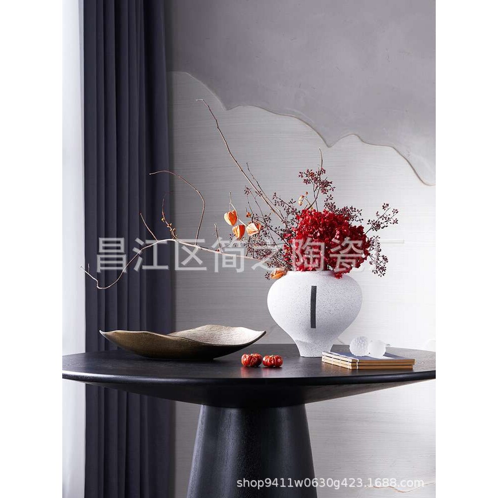 新中式白色哑光花器样板房间客厅茶几电视柜餐厅桌面摆设陶瓷花瓶
