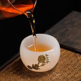 琉璃茶杯梅兰竹菊杯耐热玻璃主人杯单杯个性创意喝茶小杯可爱茶盏