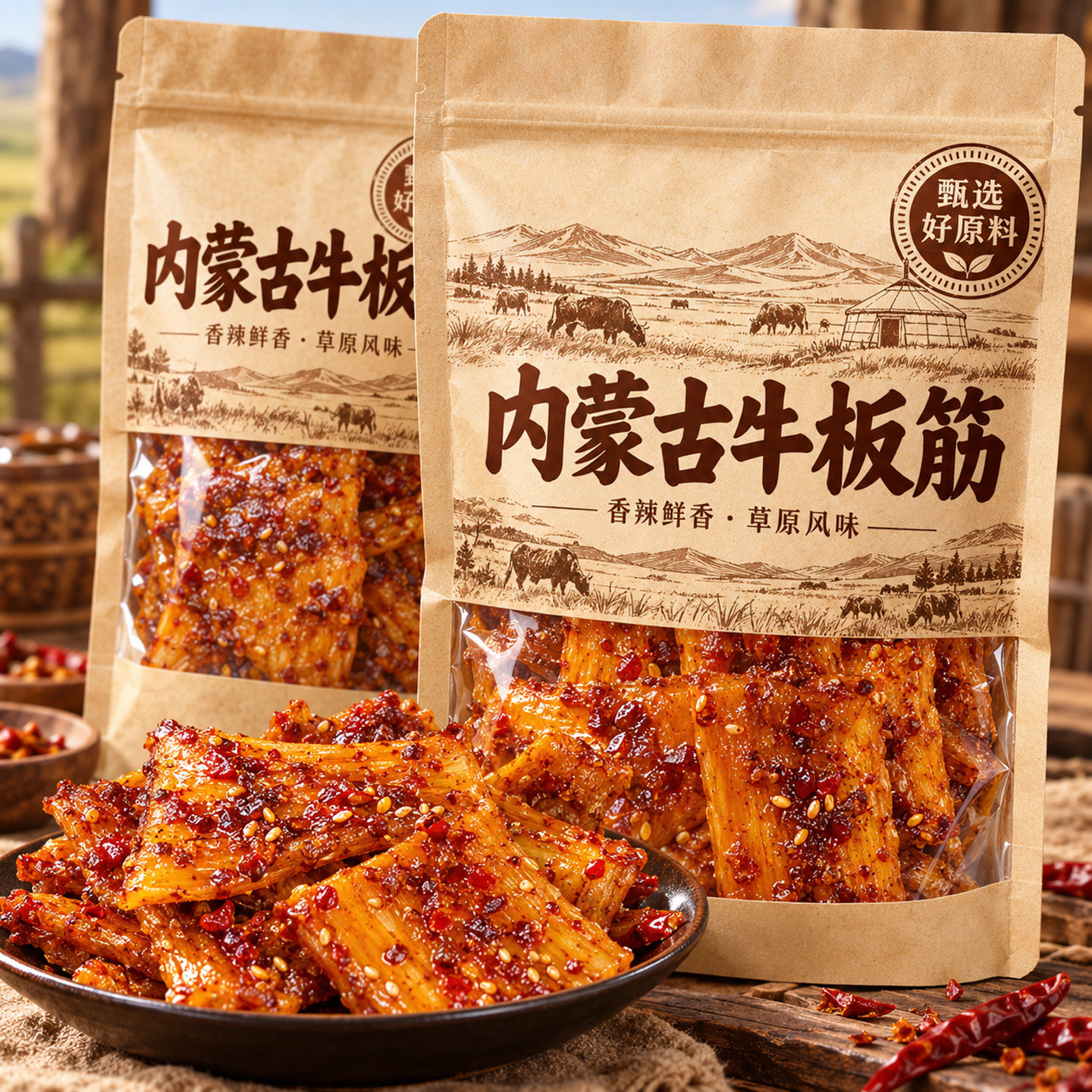 牛板筋内蒙古大块手撕即食香辣