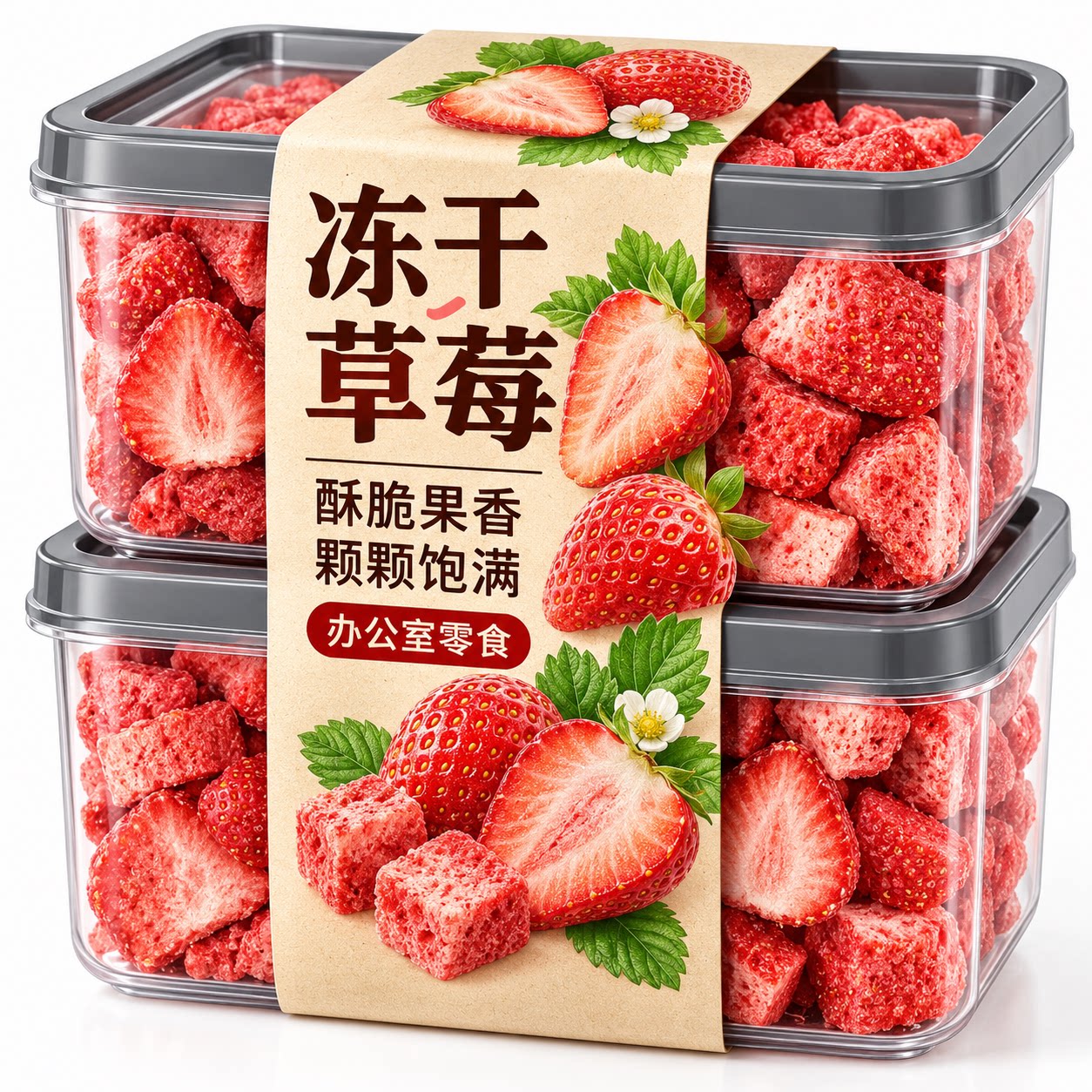 冻干草莓脆水果干独立包装罐装雪