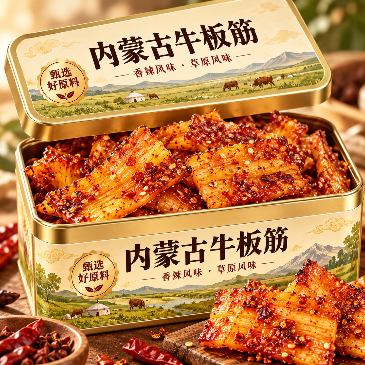 牛板筋内蒙古大块手撕即食香辣