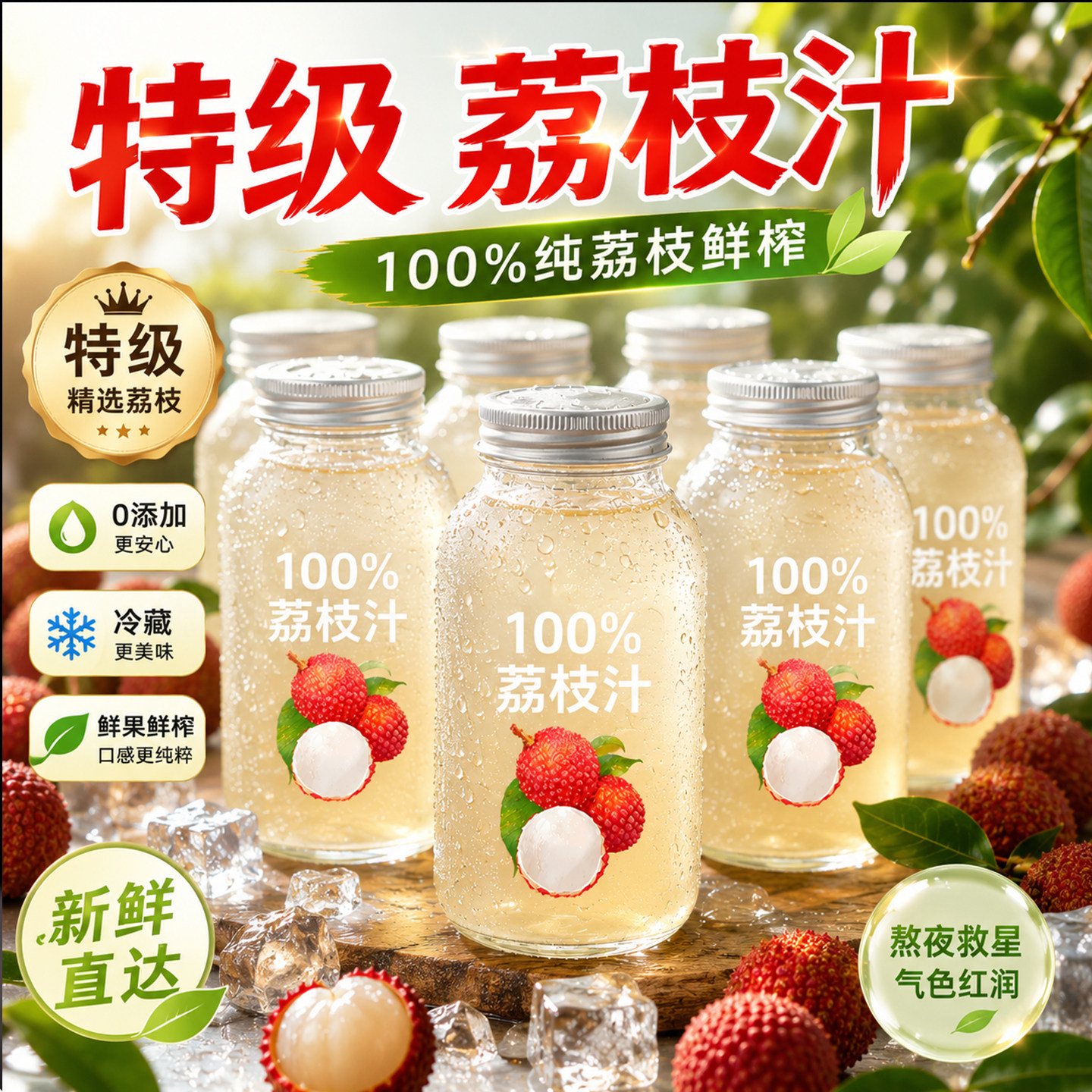 特级妃子笑荔枝汁鲜榨果汁0添加