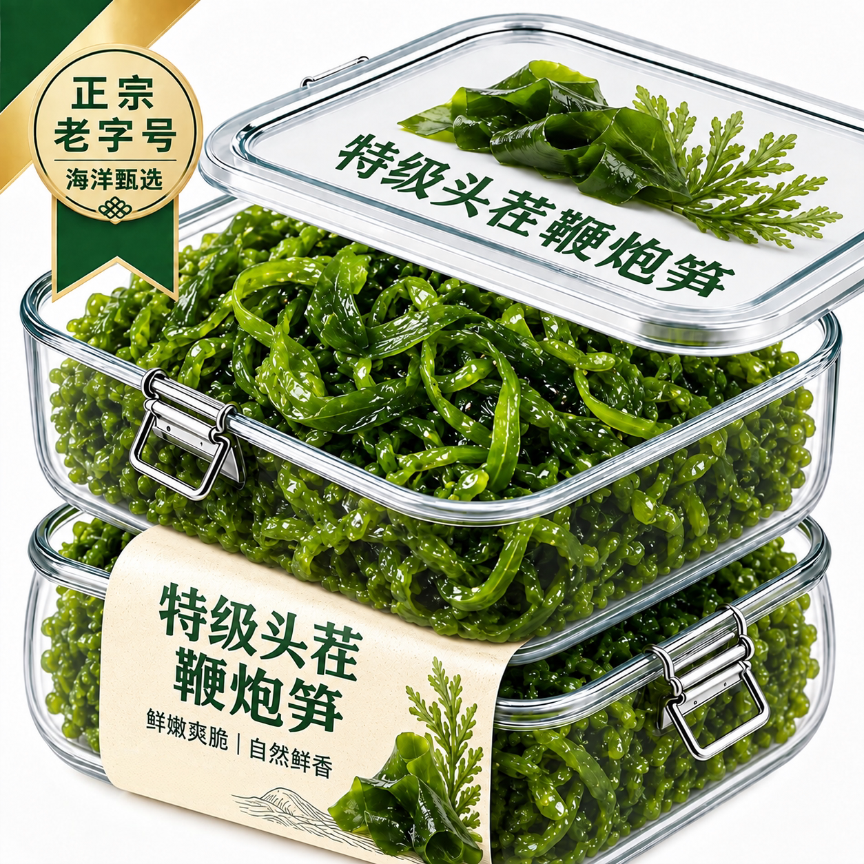 新鲜头茬鞭炮笋海带丝0添加图片