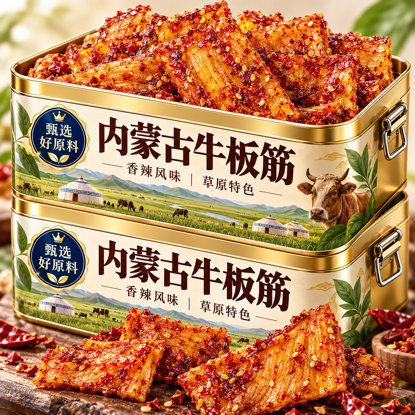 牛板筋内蒙古大块手撕即食香辣
